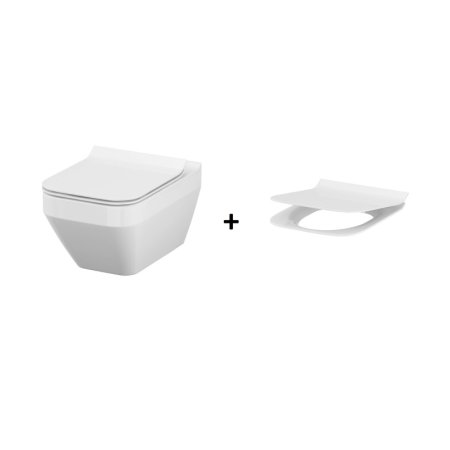 Cersanit Crea Zestaw Toaleta WC podwieszana 52x35 cm CleanOn z deską sedesową wolnoopadającą Slim, biała K114-016+K98-0178