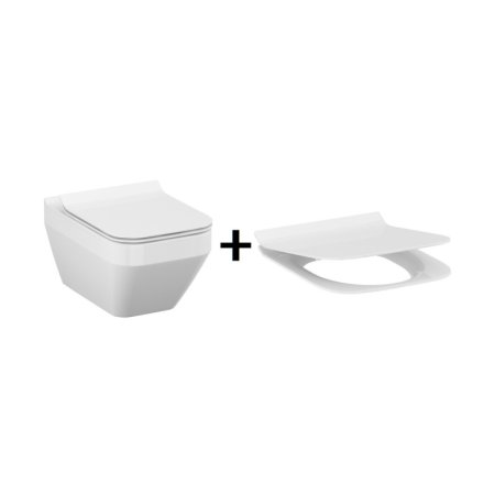 Cersanit Crea Zestaw Toaleta WC podwieszana 52x35 cm prostokątna CleanOn z deską sedesową wolnoopadającą Slim, biała S701-213