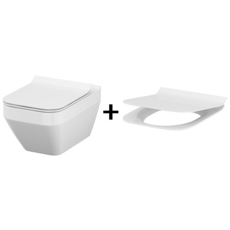 Cersanit Crea Zestaw Toaleta WC podwieszana 52x35 cm prostokątna CleanOn z deską sedesową wolnoopadającą Slim, biała S701-213