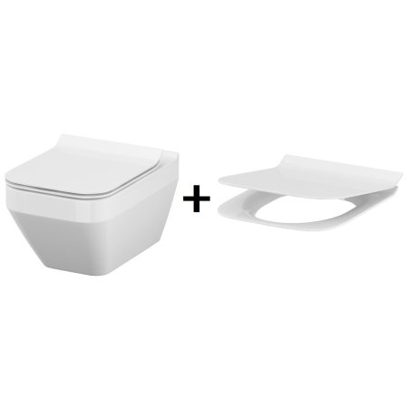 Cersanit Crea Zestaw Toaleta WC podwieszana 52x35 cm prostokątna CleanOn z deską sedesową wolnoopadającą Slim, biała EcoBox S701-213-ECO