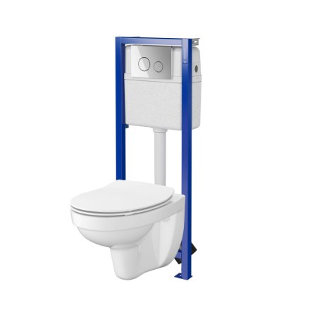 Cersanit Cersania SimpleOn Zestaw Toaleta WC bez kołnierza + deska wolnoopadająca + stelaż podtynkowy WC Economy + przycisk WC S701-722
