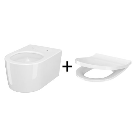 Cersanit Inverto Zestaw Toaleta WC podwieszana 52x35,5 cm StreamOn bez kołnierza z deską wolnoopadającą Slim biały S701-419