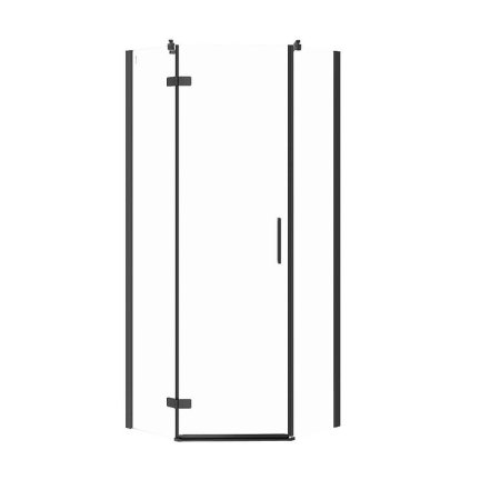 Cersanit Jota Kabina pięciokątna 80x80x195 cm lewa profile czarne szkło transparentne z powłoką Clean Pro S160-012