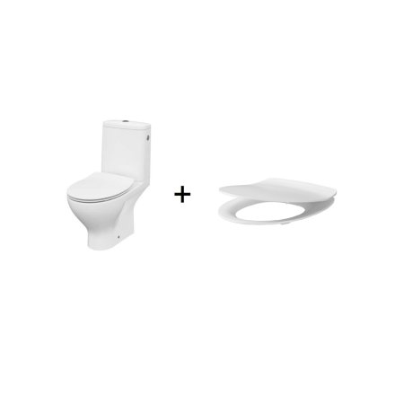 Cersanit Moduo Zestaw Toaleta WC kompaktowa 65,5x35,5x78,5 cm CleanOn ze zbiornikiem 010 z deską sedesową wolnoopadającą Slim, biały K116-001