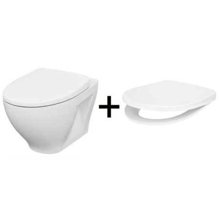 Cersanit Moduo Zestaw Toaleta WC podwieszana 52,5x35,5 cm CleanOn bez kołnierza z deską sedesową wolnoopadającą Slim Wrap, biały EcoBox K701-262-ECO