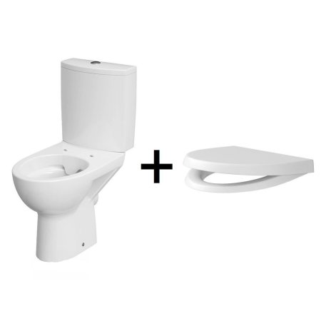 Cersanit Parva New Zestaw Toaleta WC kompaktowa CleanOn bez kołnierza z deską sedesową wolnoopadającą i zbiornikiem z dopływem z boku, biały K27-063