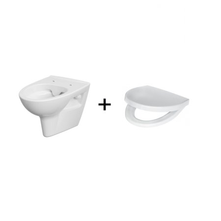 Cersanit Parva Zestaw Toaleta WC podwieszana 34,5x51x36,5 cm CleanOn bez kołnierza z deską sedesową wolnoopadającą, biały K701-015