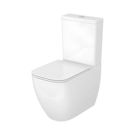 Cersanit Remo Zestaw Toaleta WC stojąca 60x34 cm kompakt bez kołnierza Tornado spłukiwanie wirowe + spłuczka + deska wolnoopadająca biały K3029-001