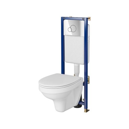 Cersanit Tech Line Set B596 Zestaw Toaleta WC + deska wolnoopadająca + stelaż podtynkowy WC + przycisk spłukujący WC S701-624