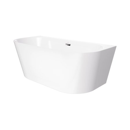 Corsan Mono Wanna wolnostojąca 160x75 cm przyścienna z szeroką krawędzią biała + klik klak chrom E030LCH