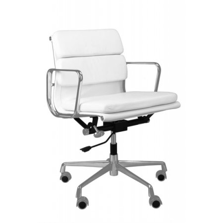 D2 CH Fotel biurowy inspirowany EA217 skóra 59x60 cm, chrom/biały 27754