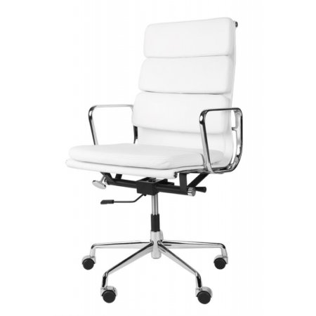 D2 CH Fotel biurowy inspirowany EA219 skóra 59x60 cm, chrom/biały 27748