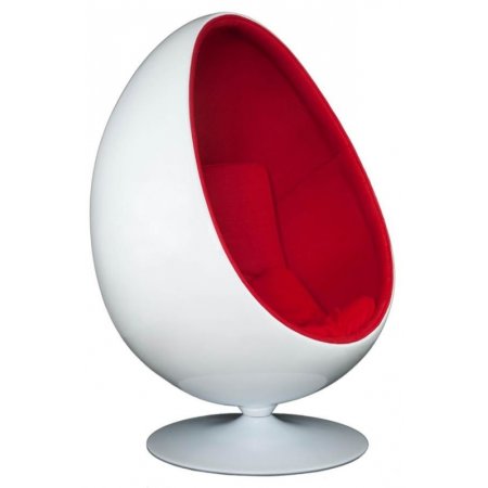 D2 Ovalia Chair Fotel inspirowany Ovalia Egg 90x80x130 cm, biały/czerwony 23573