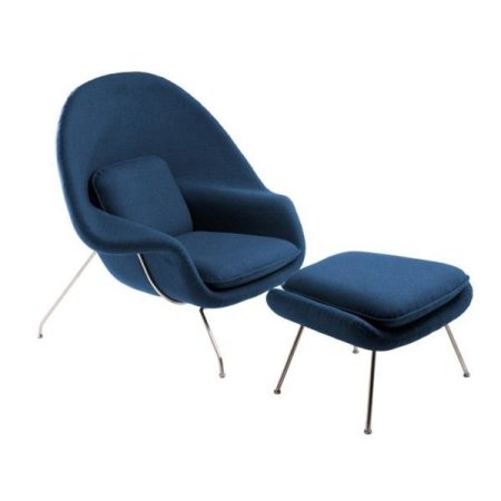 D2 Snug Fotel z podnóżkiem inspirowany Womb chair 100x90 cm, niebieski 18164