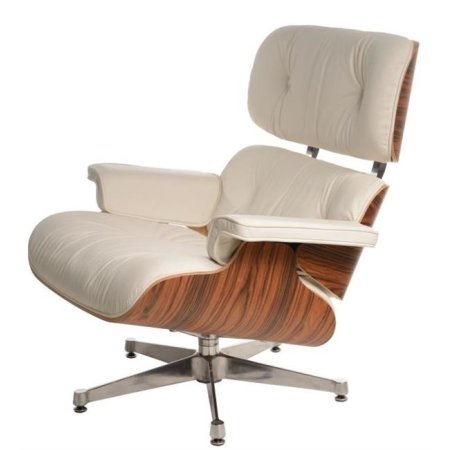 D2 Vip Fotel inspirowany Lounge Chair 87x85 cm, biały/rosewood/srebrna baza 42296