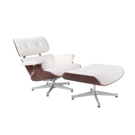 D2 Vip Fotel inspirowany Lounge Chair 87x85 cm, biały/walnut/srebrna baza 25001