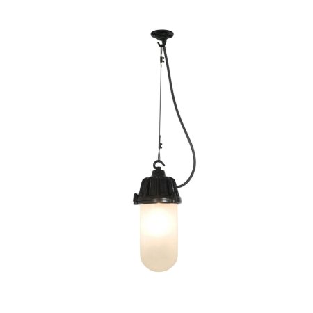 Davey Lighting Dockside Light Lampa wisząca 28x13 cm IP44 Standard E27 GLS szkło matowe, czarna DP7674/PE/BL/FR