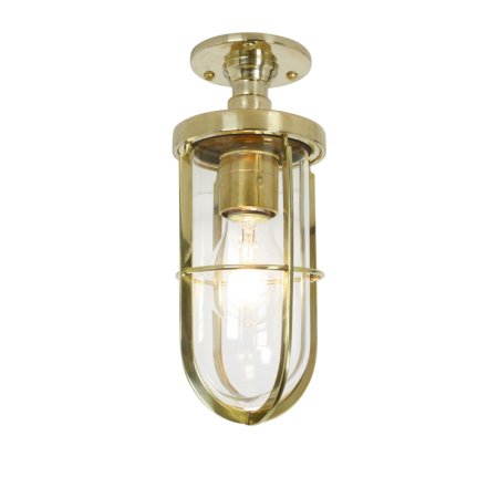 Davey Lighting Ship's Well Glass Lampa sufitowa 25x10 cm IP54 Standard E27 GLS, mosiężna polerowana DP7204/BR/CL/E27