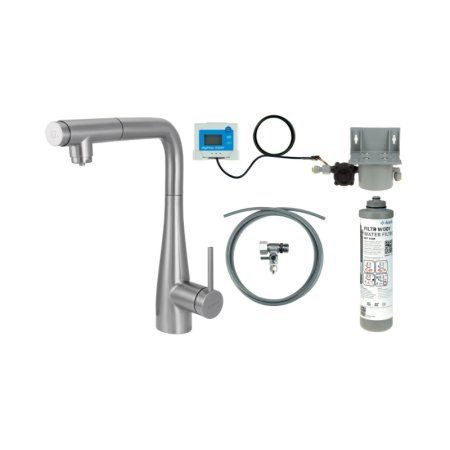 Deante Eridan Bateria kuchenna z wyciąganą wylewką z filtrem stal szczotkowana BREFF75M