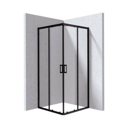 Deante Funkia Evo Kabina kwadratowa 80x80x195 cm drzwi przesuwne profile czarny mat/szkło transparentne KYC_N088P