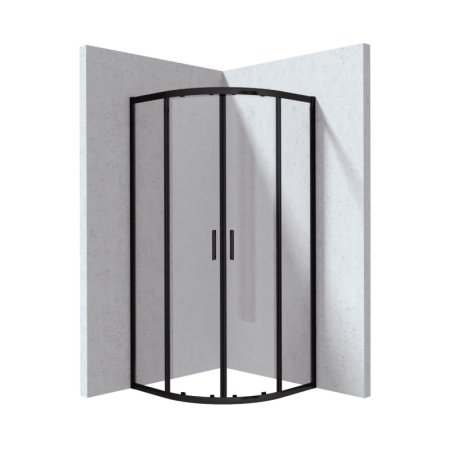Deante Funkia Evo Kabina półokrągła 80x80x195 cm drzwi przesuwne profile czarny mat/szkło transparentne KYP_N088P