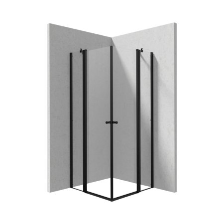 Deante Kerria Plus Kabina kwadratowa 80x80x200 cm drzwi uchylne profile czarny mat szkło przejrzyste KKNNU08U08