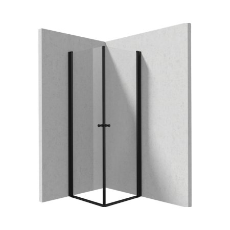 Deante Kerria Plus Kabina kwadratowa 80x80x200 cm drzwi wahadłowe profile czarny mat szkło przejrzyste KKNNW08W08