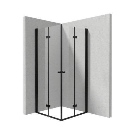 Deante Kerria Plus Kabina kwadratowa 80x80x200 cm drzwi składane profile czarny mat szkło przejrzyste KKNNX08X08