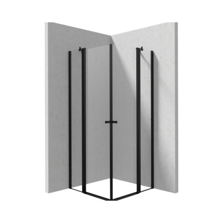Deante Kerria Plus Kabina kwadratowa 90x90x200 cm drzwi uchylne profile czarny mat szkło przejrzyste KKNNU09U09