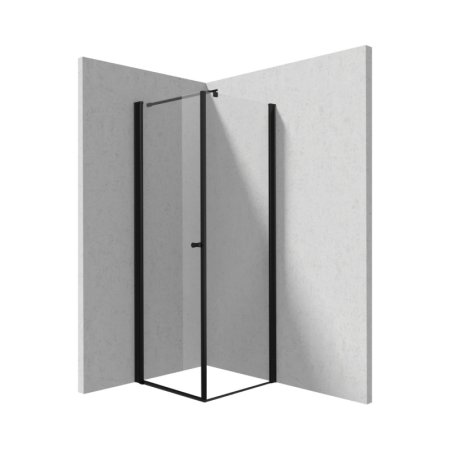Deante Kerria Plus Kabina kwadratowa 90x90x200 cm drzwi wahadłowe profile czarny mat szkło przejrzyste KKNNW09S09