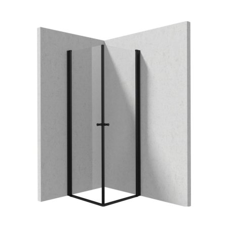 Deante Kerria Plus Kabina kwadratowa 90x90x200 cm drzwi wahadłowe profile czarny mat szkło przejrzyste KKNNW09W09