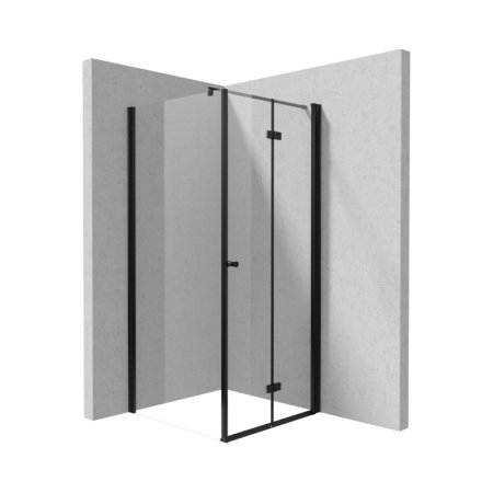 Deante Kerria Plus Kabina kwadratowa 90x90x200 cm drzwi składane profile czarny mat szkło przejrzyste KKNNX09S09