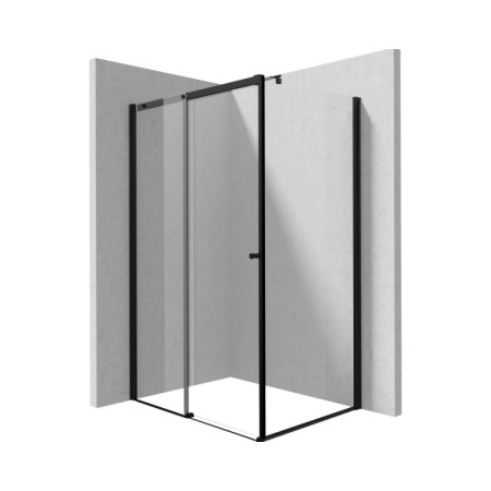 Deante Kerria Plus Kabina prostokątna 100x80x200 cm drzwi przesuwne profile czarny mat szkło przejrzyste KKNNP10S08