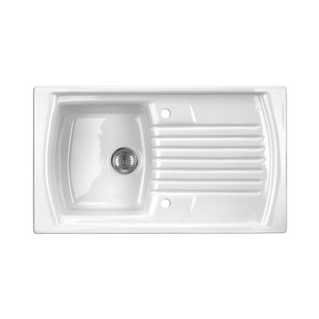 Deante Lusitano Zlewozmywak ceramiczny 1-komorowy 86x50 cm z ociekaczem biały ZCL_611N