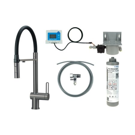 Deante Magnetic Bateria kuchenna z elastyczną wylewką z filtrem titanium BRMFD75M