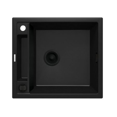 Deante Magnetic Zlewozmywak granitowy jednokomorowy 56x50 cm czarny mat ZRMN103
