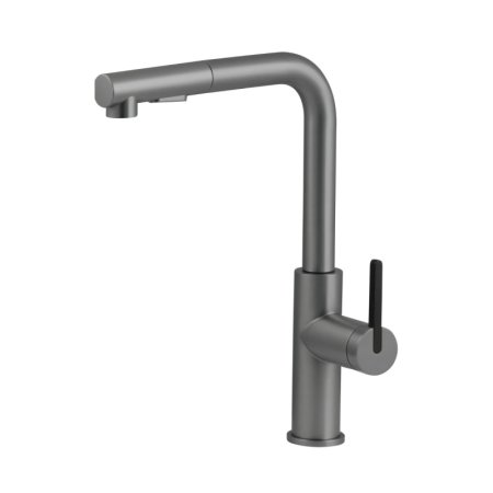 Deante Momi Bateria kuchenna z wyciąganą wylewką titanium BKM_D73M