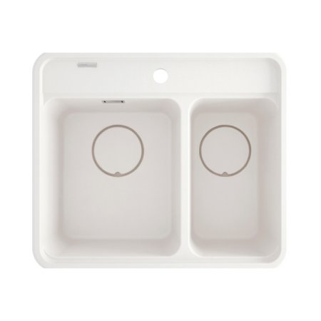 Deante Momi Zlewozmywak granitowy półtorakomorowy 60x52 cm alabaster ZKM_A503
