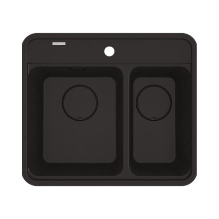 Deante Momi Zlewozmywak granitowy półtorakomorowy 60x52 cm czarny mat ZKM_N503