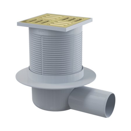 Deante Odpływ punktowy 10,5x10,5 cm kratka złoty szczotkowany KOS_R01C