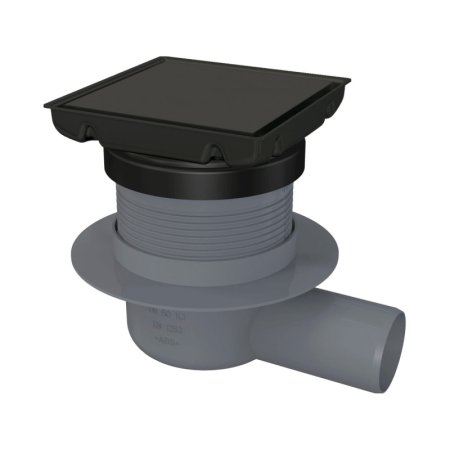 Deante Odpływ punktowy 13x13 cm odwracalny czarny mat KOS_N01D