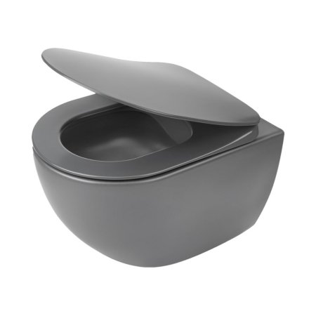 Deante Peonia Zestaw Toaleta WC 51x36 cm bez kołnierza + deska wolnoopadająca antracyt/titanium CDEDDZPW