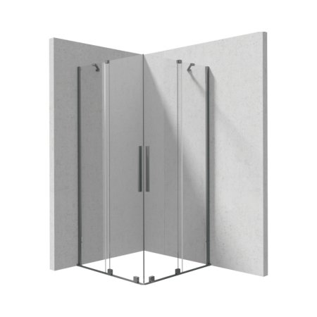 Deante Prizma Kabina kwadratowa 90x90x195 cm drzwi przesuwne profile titanium szkło przejrzyste KPNDP09P09