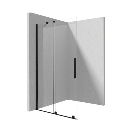 Deante Prizma Kabina walk-in 140x195 cm przesuwna profile czarny mat szkło przejrzyste KTJ_N34R