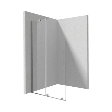 Deante Prizma Kabina walk-in 140x195 cm przesuwna profile stal szczotkowana szkło przejrzyste KTJ_F34R