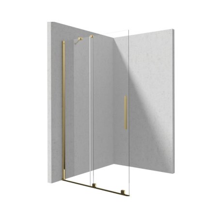 Deante Prizma Kabina walk-in 140x195 cm przesuwna profile złote szkło przejrzyste KTJ_Z34R