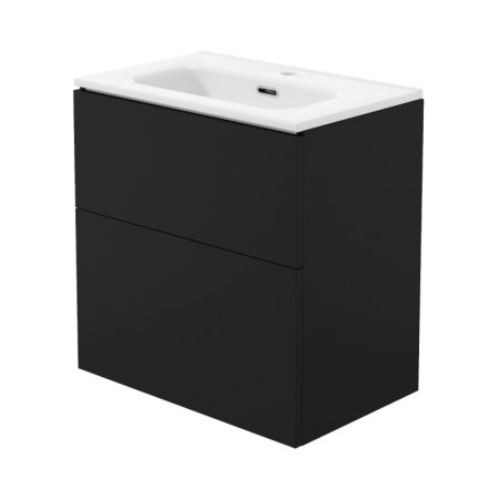 Deante Prizma Zestaw szafka umywalkowa 60x38,5x60 cm czarny mat + umywalka meblowa biała STNU6U6U6M