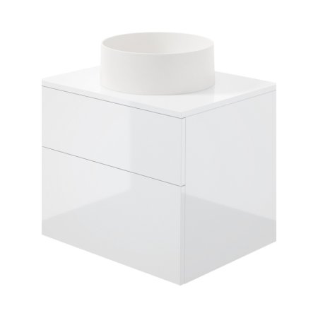 Deante Prizma Zestaw szafka umywalkowa 60x47x52 cm biały połysk + umywalka nablatowa 36 cm bez otworu na baterię alabaster SD6B6SAU4S