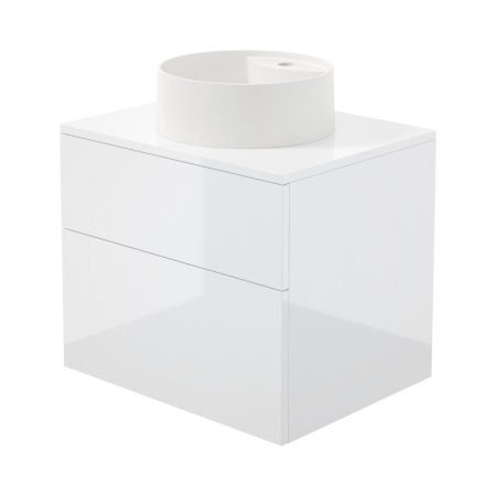 Deante Prizma Zestaw szafka umywalkowa 60x47x52 cm biały połysk + umywalka nablatowa 36 cm z otworem na baterię alabaster SD6B6SAU4B