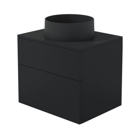 Deante Prizma Zestaw szafka umywalkowa 60x47x52 cm czarny mat + umywalka nablatowa 36 cm bez otworu na baterię czarny mat SDNB6SNU4S